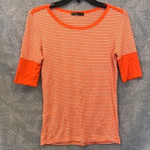 Prana Yoga Orange & White Striped Shirt